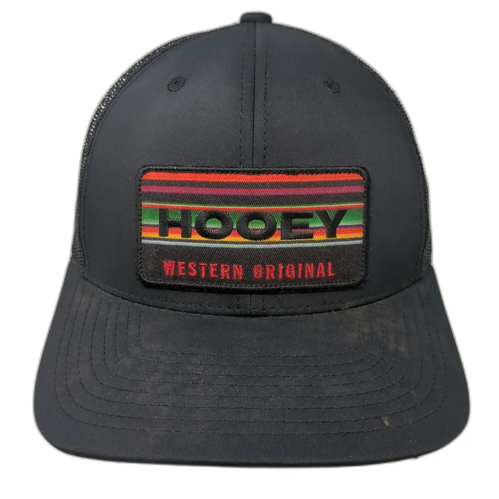 Hooey Trucker Hat Black One Size Western Original Multi Color Patch Snapback